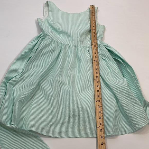 Lauren James Seersucker Dress Aqua Size S Deep V Back Delicate - Picture 12 of 14
